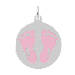 Rembrandt Baby Feet On Disc - Pink Charm - Silver - 10-1019-1-SS