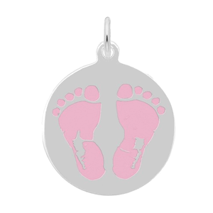 Rembrandt Baby Feet On Disc - Pink Charm - Silver - 10-1019-1-SS