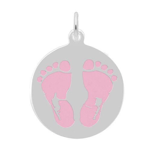 Rembrandt Baby Feet On Disc - Pink Charm - Silver - 10-1019-1-SS