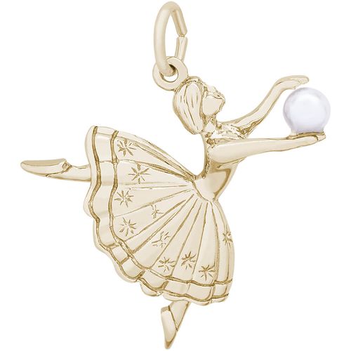 Ballet Dancer With Pearl Charm 10K Gold - 10-2927