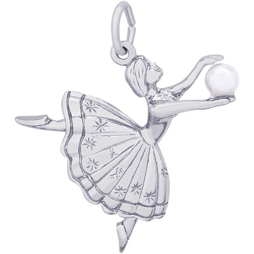 Ballet Dancer With Pearl Charm White Gold - 10-2927