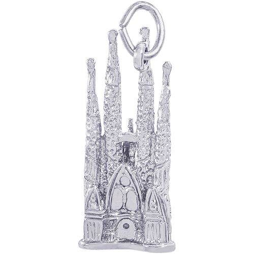 Barcelona Cathedral Spain Charm White Gold - 10-3041