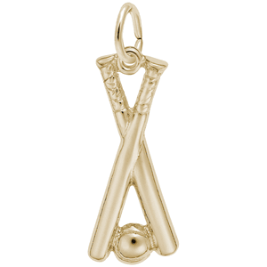 Baseball & Bats Charm 14K Gold - 10-6488
