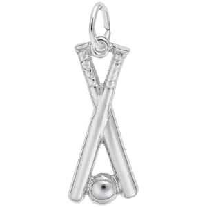 Baseball & Bats Charm Silver - 10-6488