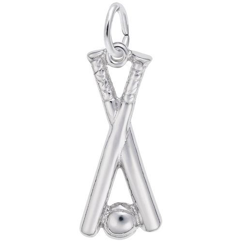 Baseball & Bats Charm Silver - 10-6488