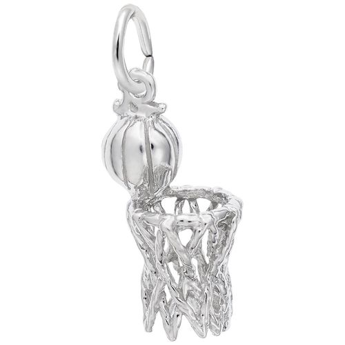 Basketball & Net Charm Silver - 10-6497