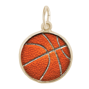 Rembrandt Basketball - Painted Charm - 10K Gold - 10-1106-1-10K