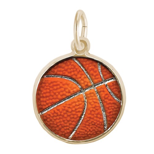 Rembrandt Basketball - Painted Charm - 14K Gold - 10-1106-1-14K