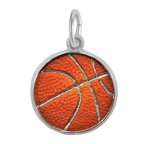 Rembrandt Basketball - Painted Charm - 14K White Gold - 10-1106-1-14KW