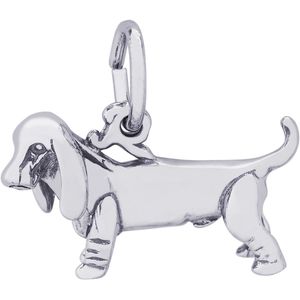 Basset Hound Dog Charm Silver - 10-1180