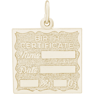Birth Certificate Charm 14K Gold - 10-4763