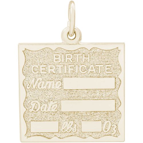 Birth Certificate Charm 14K Gold - 10-4763