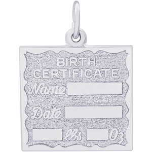 Birth Certificate Charm Silver - 10-4763