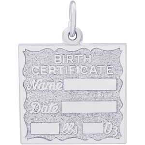 Birth Certificate Charm White Gold - 10-4763