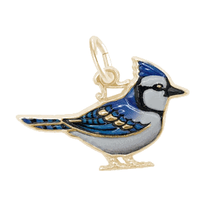 Rembrandt Blue Jay - Painted Charm - 14K Gold - 10-1119-1-14K