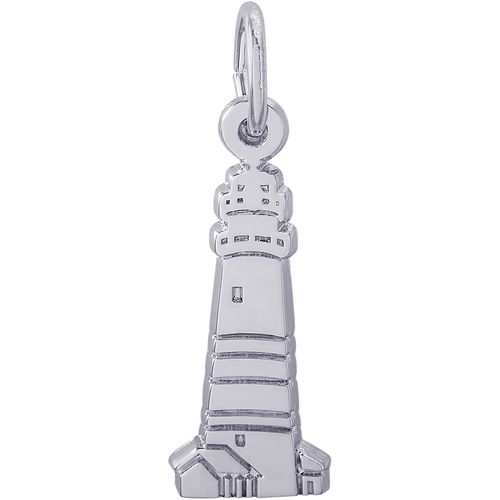 Boston Harbor Lighthouse Massachusetts Charm White Gold - 10-6573