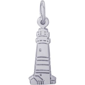 Boston Harbor Lighthouse Massachusetts Charm White Gold - 10-6573