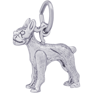 Boston Terrier Dog Charm White Gold - 10-2879