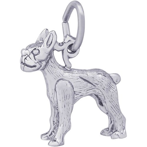 Boston Terrier Dog Charm White Gold - 10-2879