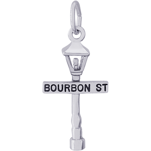 Bourbon St Lamp Post Charm White Gold - 10-2478