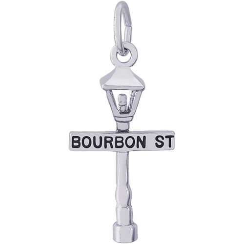 Bourbon St Lamp Post Charm White Gold - 10-2478