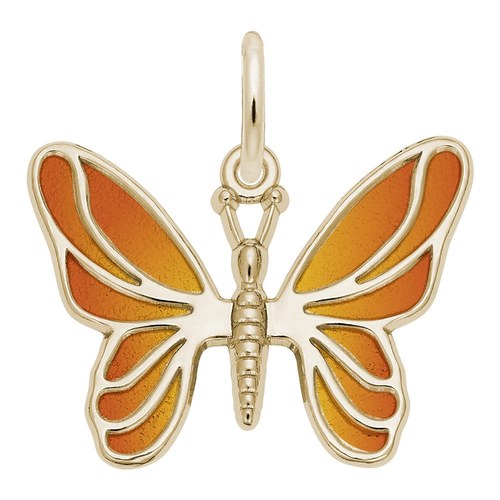 Rembrandt Butterfly - Painted Charm - 14K Gold - 10-2429-1-14K