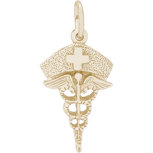 Caduceus Nurse Hat Charm 10K Gold - 10-1138