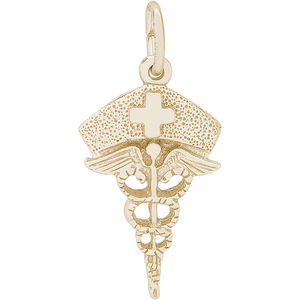 Caduceus Nurse Hat Charm 14K Gold - 10-1138