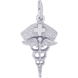 Caduceus Nurse Hat Charm Silver - 10-1138