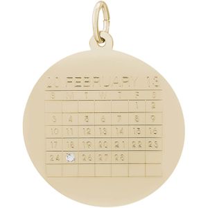 Calender W/Diamond Charm Gold Plated - 10-4634-1