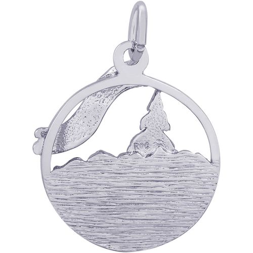 Canada Lake Scene Disc Charm Silver - 10-2987