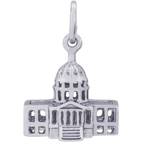 Capitol Building Charm White Gold - 10-8251
