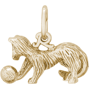 Cat with Ball Charm Gold Plated - 10-8139