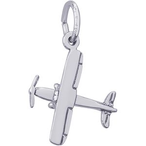 Cessna 180 Plane Charm White Gold - 10-2458