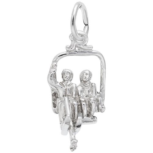 Chair Lift Skiing Charm White Gold - 10-8192