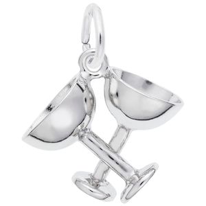 Champagne Glasses Charm White Gold - 10-1145