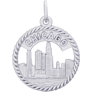 Chicago Skyline Charm White Gold - 10-4168