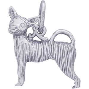 Chihuahua Dog Charm White Gold - 10-8227