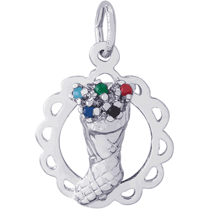 Christmas Stocking Charm White Gold - 10-0617