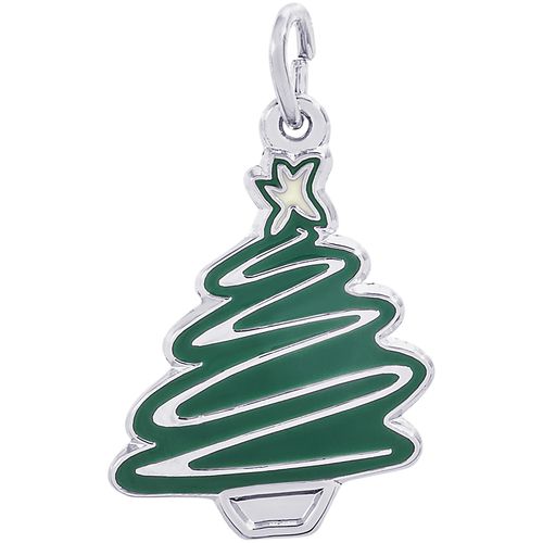 Christmas Tree Charm-White Gold - 10-8129