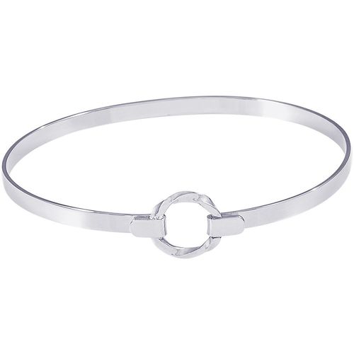 Centered Hook Closure Bangle Bracelet - Sterling Silver 7 Inch - 20-500-7-s