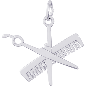 Comb & Scissors Charm White Gold - 10-3318