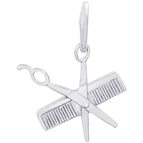 Comb & Scissors Charm White Gold - 10-0799