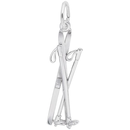 Cross Country Skis Charm White Gold - 10-7930