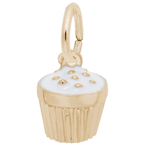 Cupcake White Charm 10K Gold - 10-8343