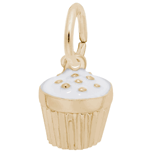 Cupcake White Charm Gold Plated - 10-8343