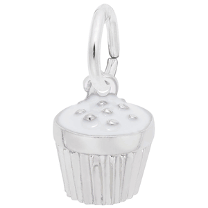 Cupcake White Charm Silver - 10-8343