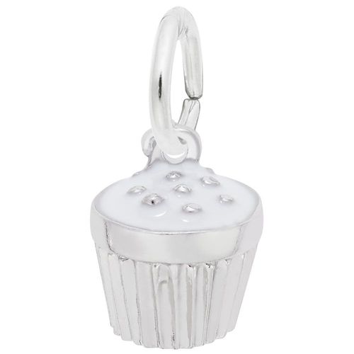 Cupcake White Charm Silver - 10-8343