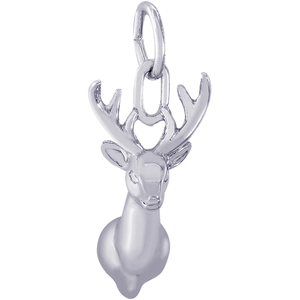 Deer Head Charm White Gold - 10-3308