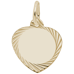 Diamond Cut Heart Disc Charm 10K Gold - 10-3423